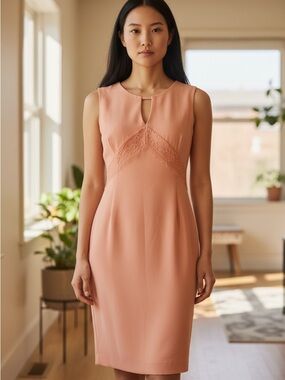 Peach Lace Open back Dress Made in ITALY